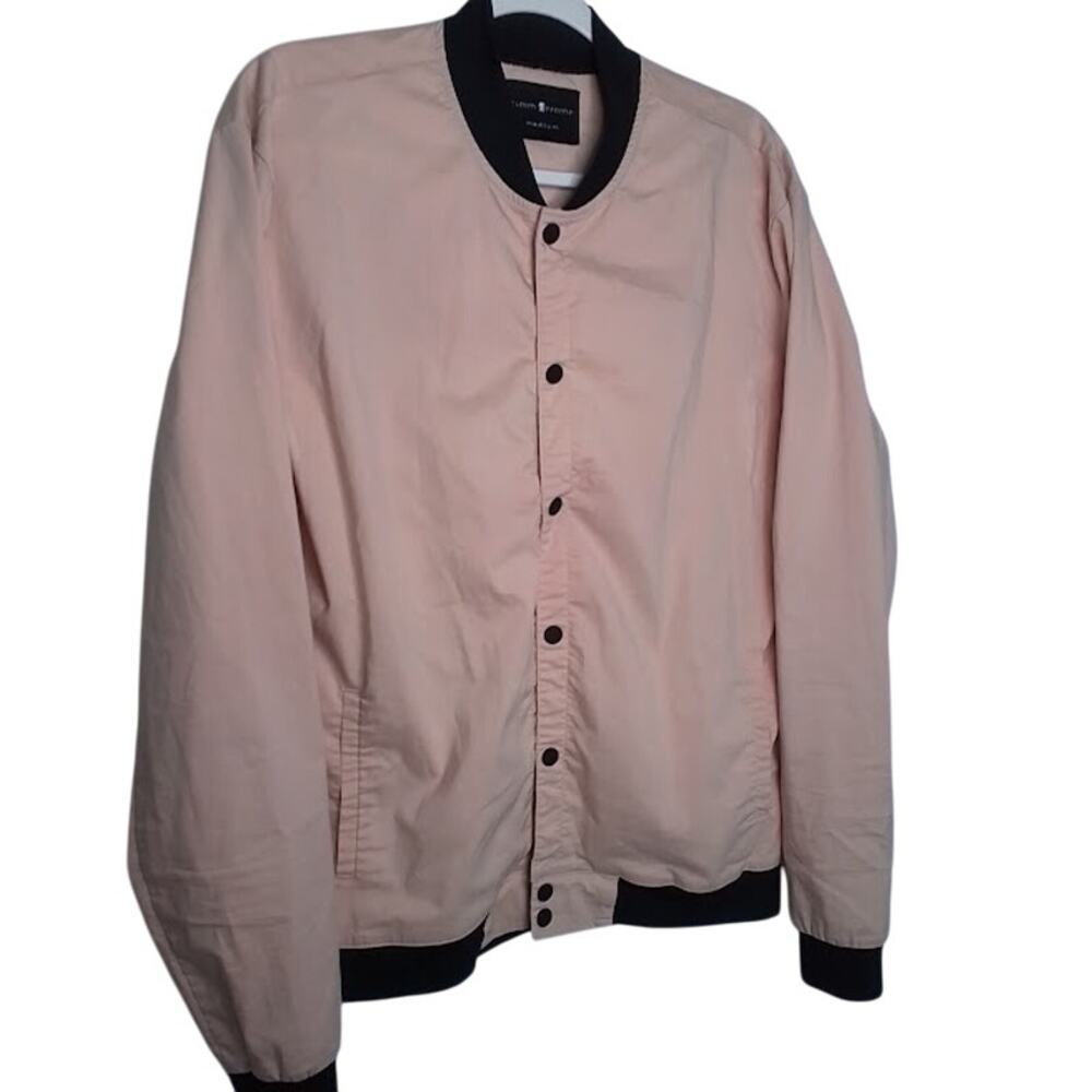 Claim Defame Bomber Jacket Medium Pink Black Trim Cotton Blend Taiwan